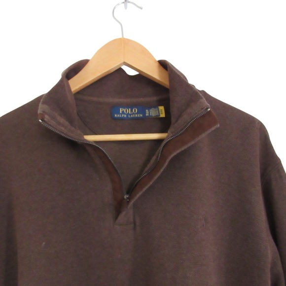 Polo Ralph Lauren Mens Brown Quarter Zip Knit Pullover XL Long Sleeves Classic - Picture 5 of 11
